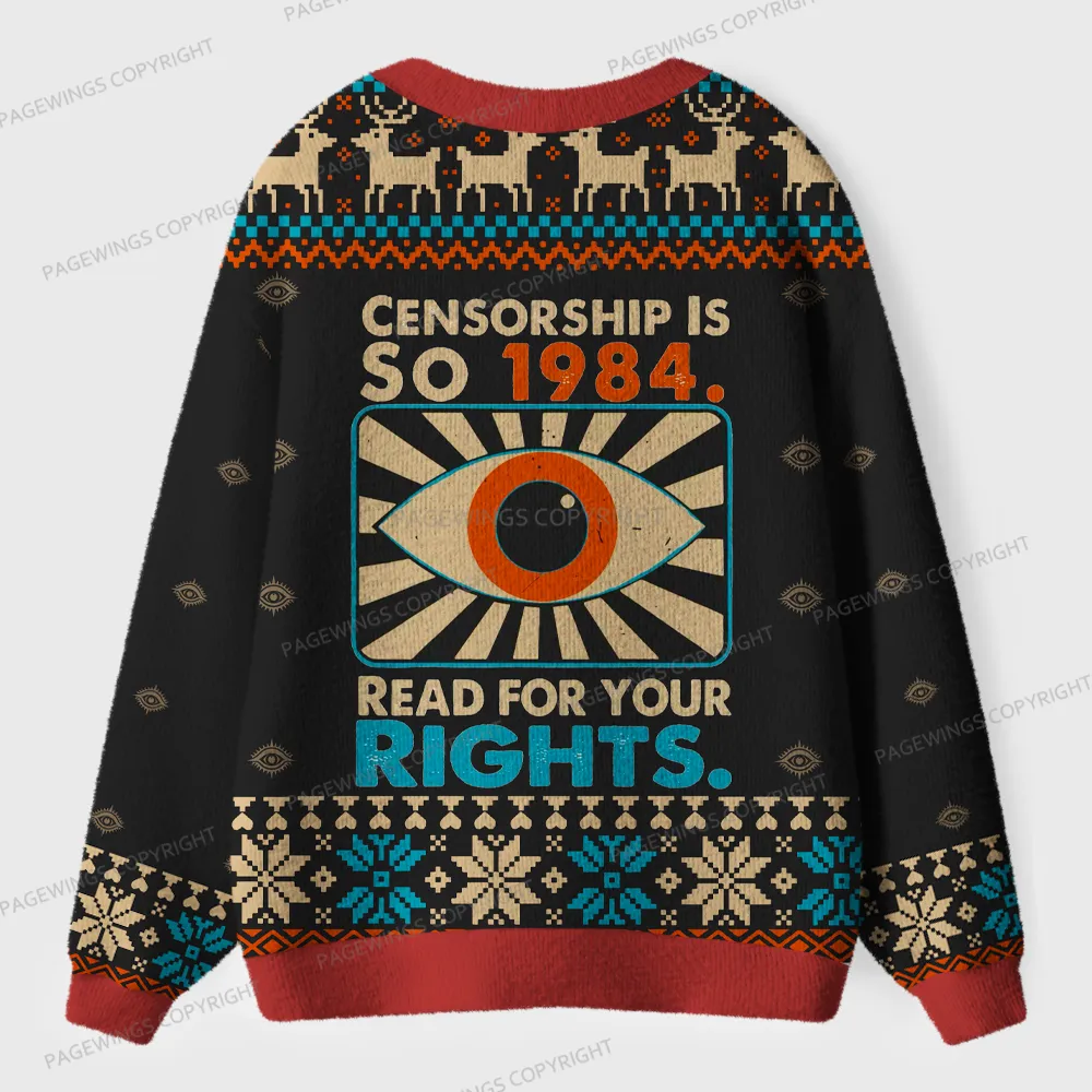Pagewings Censorship Is So 1984 Unisex Ugly Cardigan Sweaters