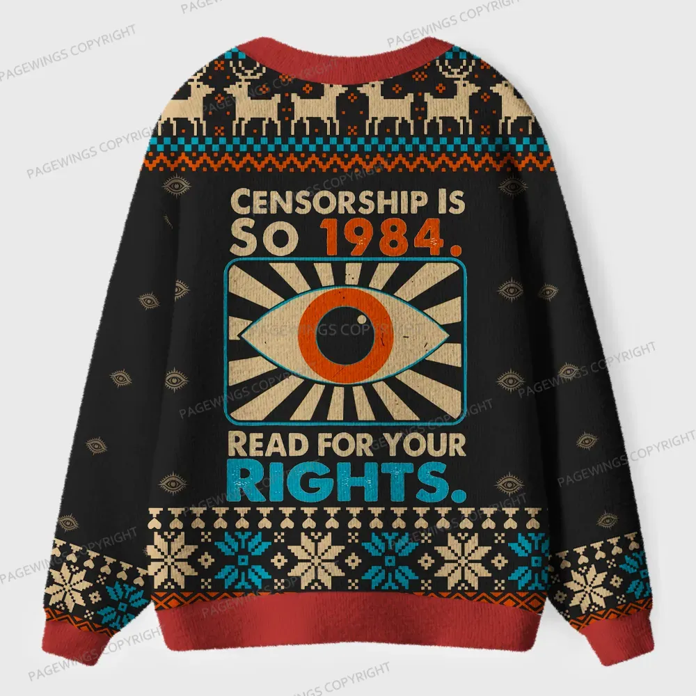 Pagewings Censorship Is So 1984 Unisex Ugly Cardigan Sweaters