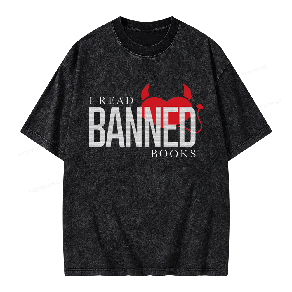Pagewings I Read Banned Books Unisex Washed T-shirt