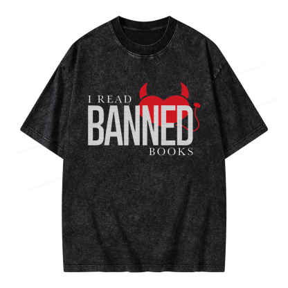 Pagewings I Read Banned Books Unisex Washed T-shirt