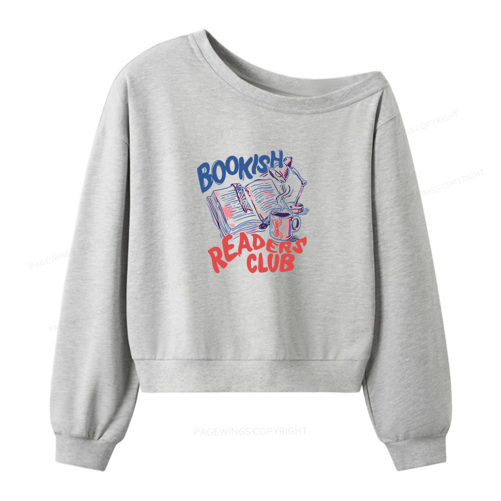 Pagewings Bookish Readers Club Women Off  Shoulder Sweatshirt