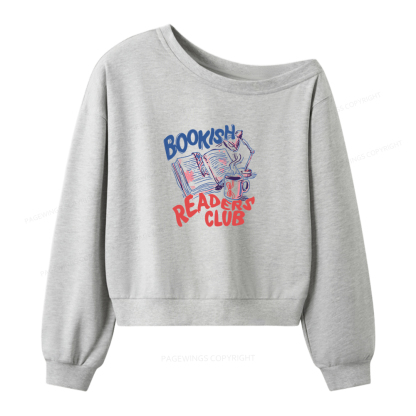 Pagewings Bookish Readers Club Women Off  Shoulder Sweatshirt
