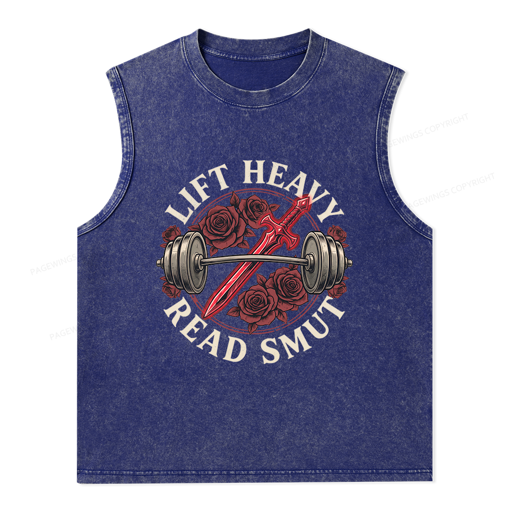 Pagewings Lift Heavy Read Smut Unisex Washed Tank Top