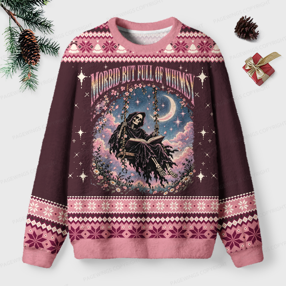 Pagewings Morbid But Full of Whimsy Unisex Ugly Light Knit Sweatshirt