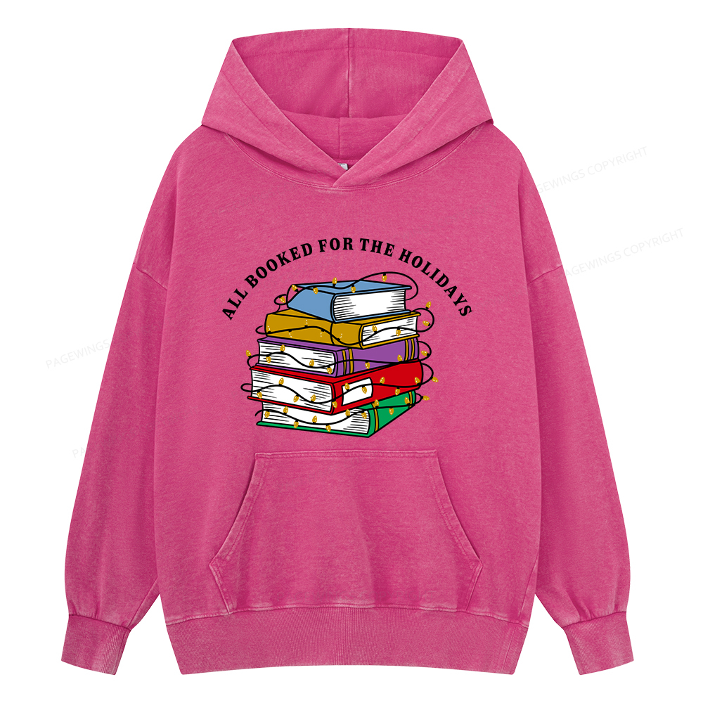 Pagewings Christmas All Booked For the Holidays Unisex Washed Hoodie