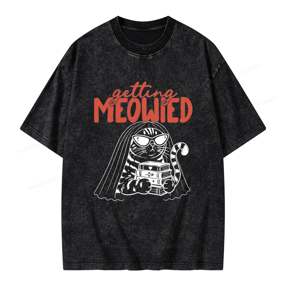Pagewings Getting Meowied Unisex Washed T-shirt