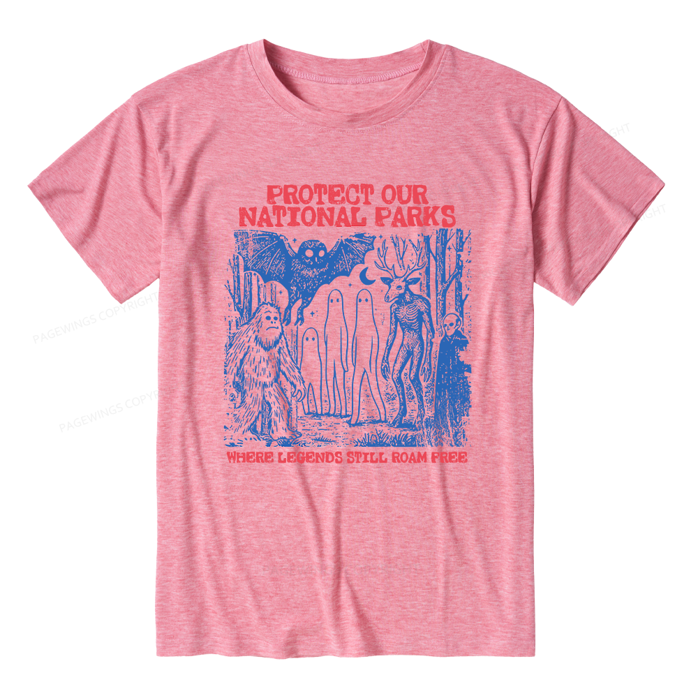 Pagewings Protect Our Parks Vintage Camping Unisex Heather T-Shirt