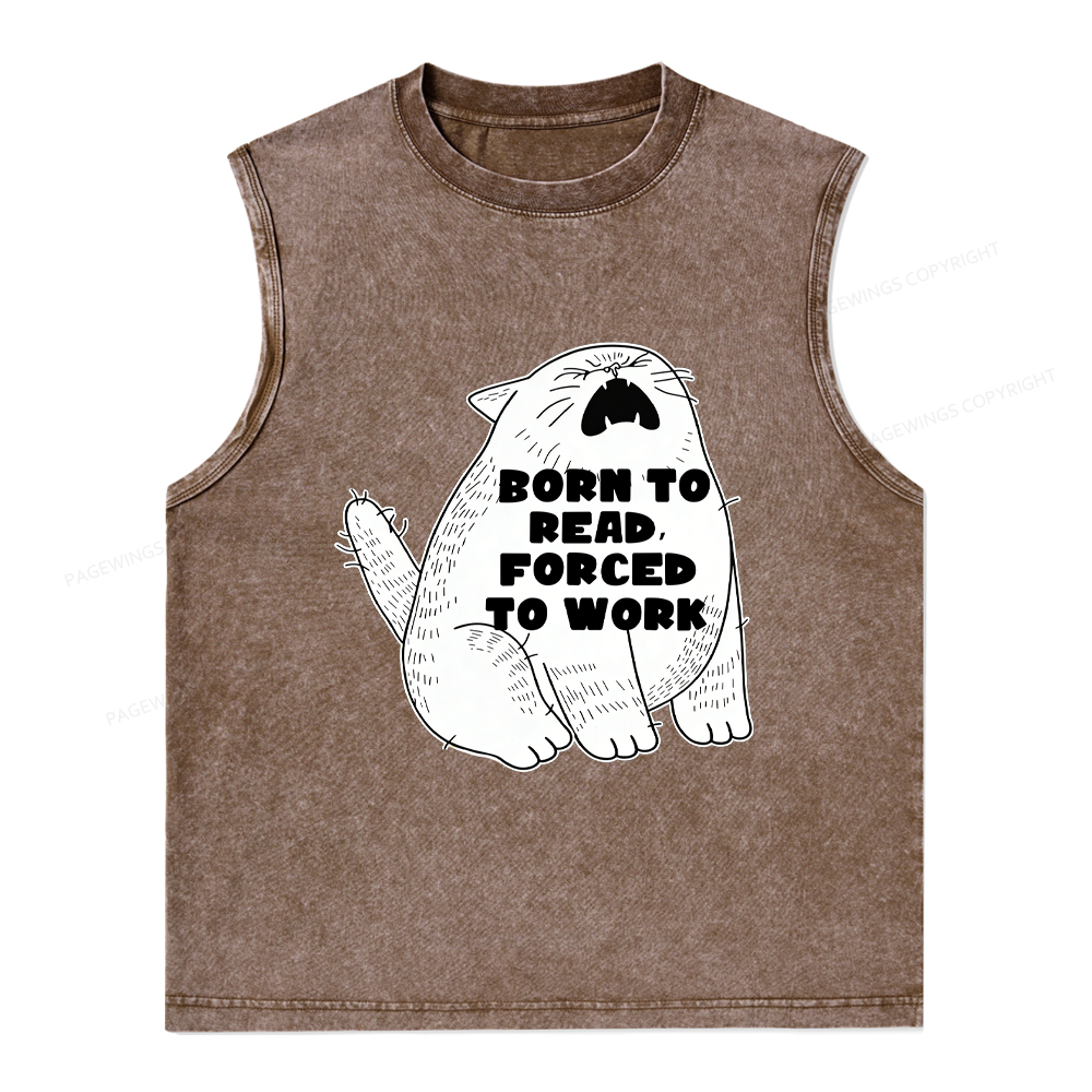 Pagewings Born To Read Forced To Work Unisex Washed Tank Top