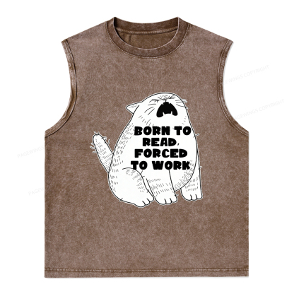 Pagewings Born To Read Forced To Work Unisex Washed Tank Top