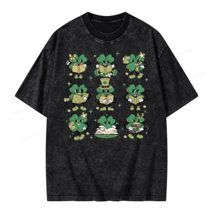 Pagewings St Patrick Book Lover Unisex Washed T-shirt