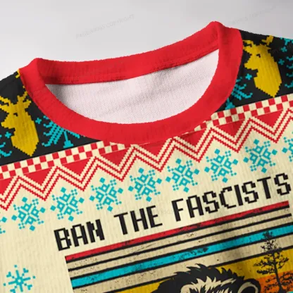 Pagewings Ban The Fascists Save The Books Unisex Ugly Knit Sweatshirt