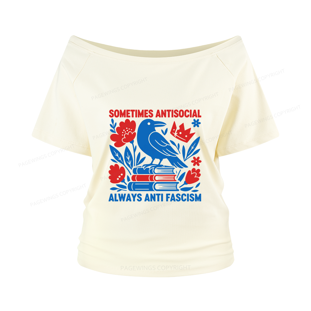 Pagewings Anti Fascism Women Off Shoulder T-shirts