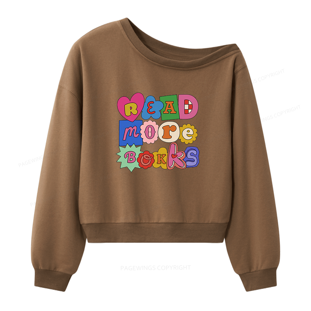 Pagewing Read More Books Women Off Shoulder Sweatshirt