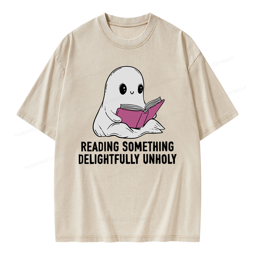 Pagewings reading something delightfully unholy Unisex Washed T-shirt