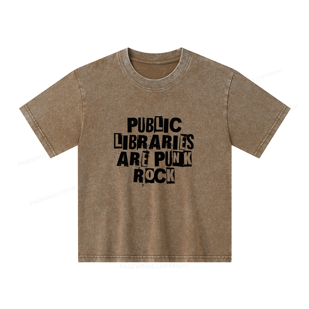 Pagewings Public Libraries Are Punk Rock Unisex Kids Washed T-shirt
