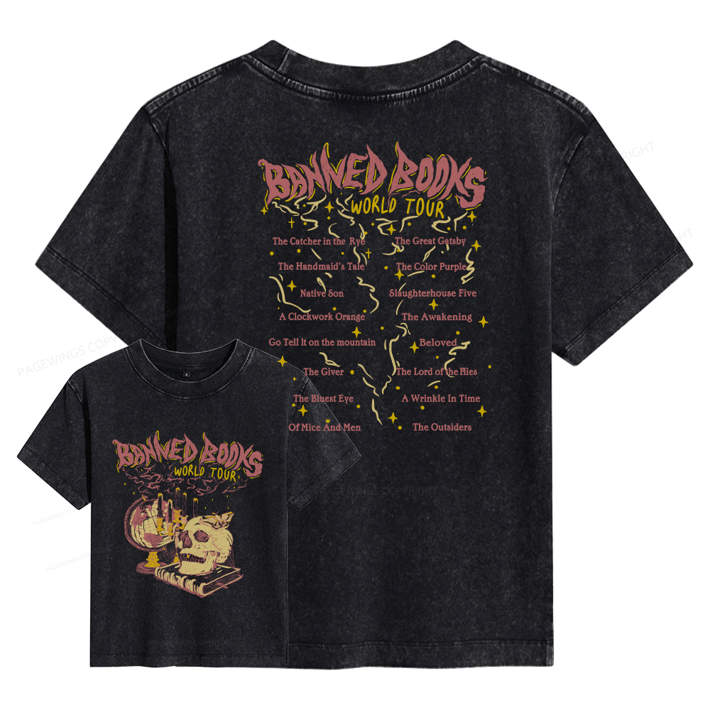 Pagewings Banned Books World Tour Women's Washed T-shirt