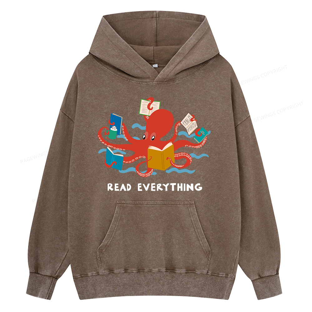 Pagewings Read Everything Unisex Washed Hoodie