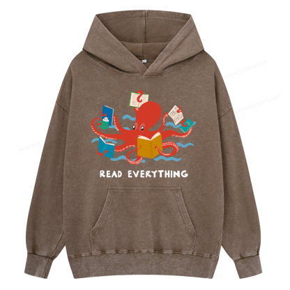 Pagewings Read Everything Unisex Washed Hoodie