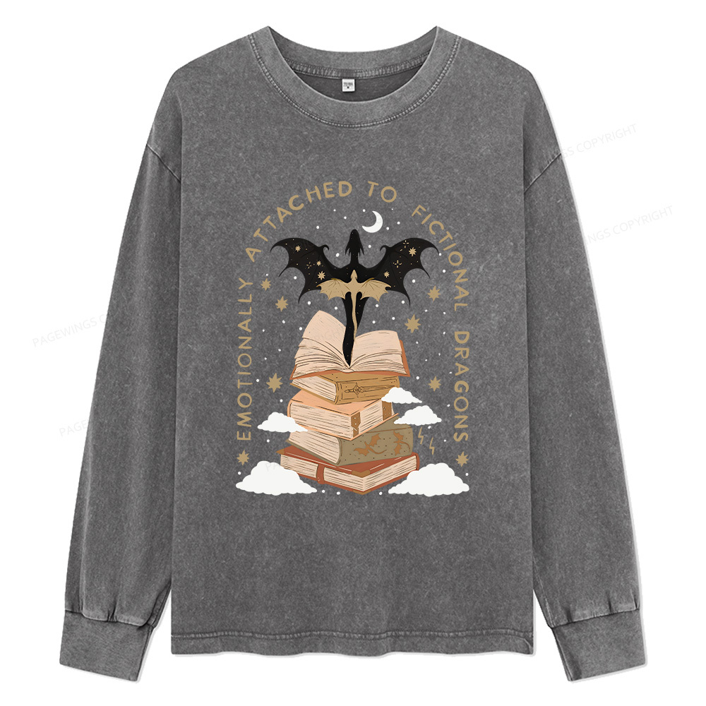 Pagewings Fantasy Romance Reader Gift Romantacy Unisex Washed Long Sleeve T-shirt