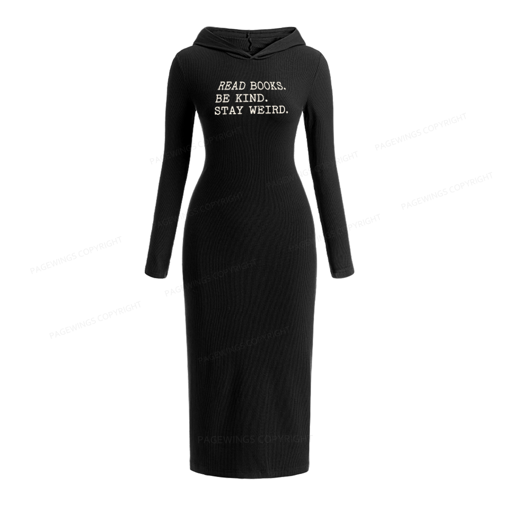 Pagewings Read Books Be Kind Stay Weird Hooded Knit Dress
