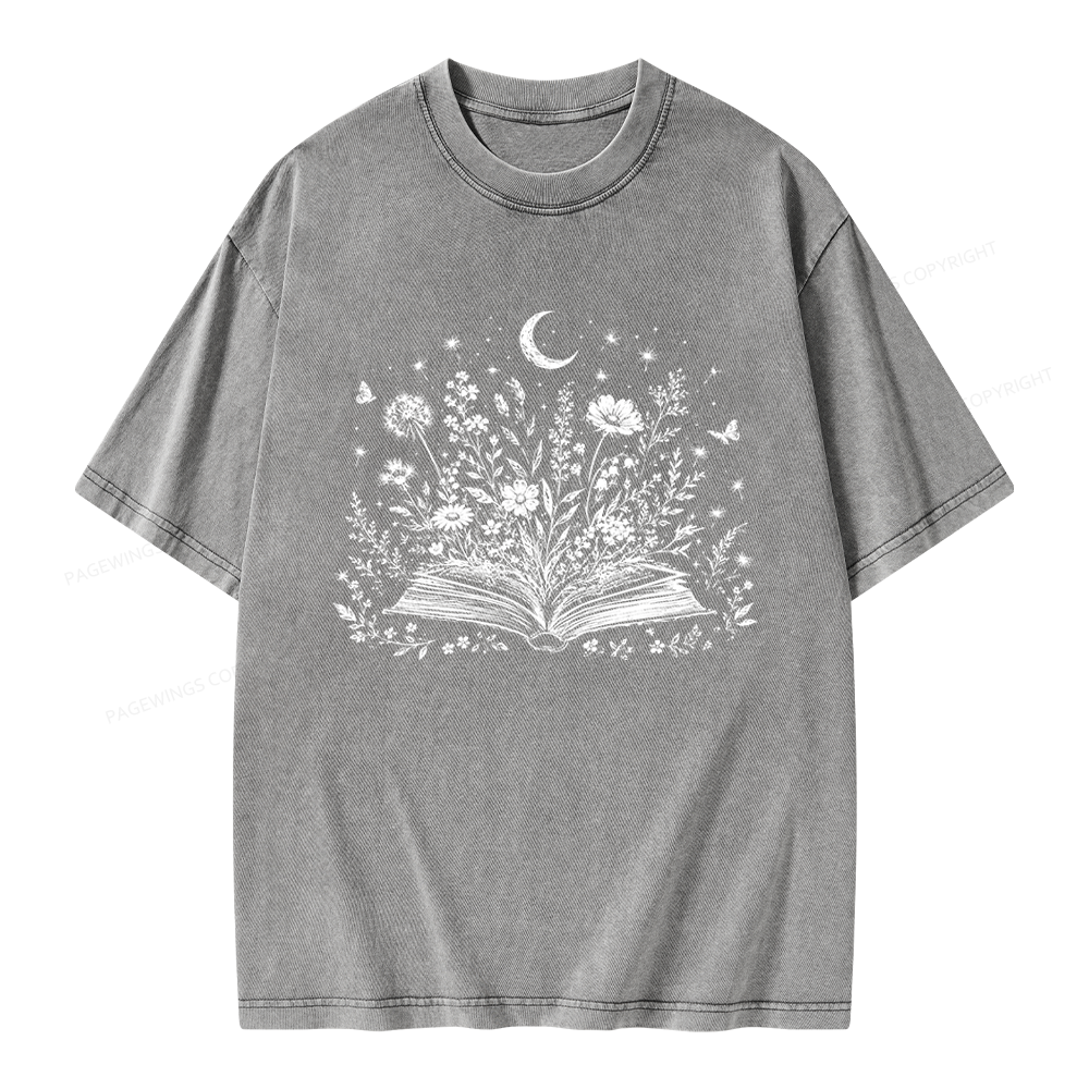 Pagewings Wildflower Book Unisex Washed T-shirt