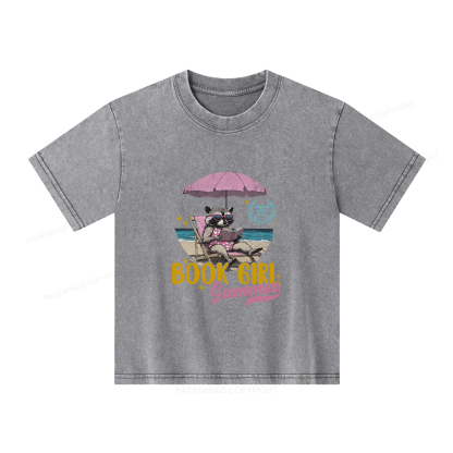 Pagewings Book Girl Summer Unisex Kids Washed T-shirt