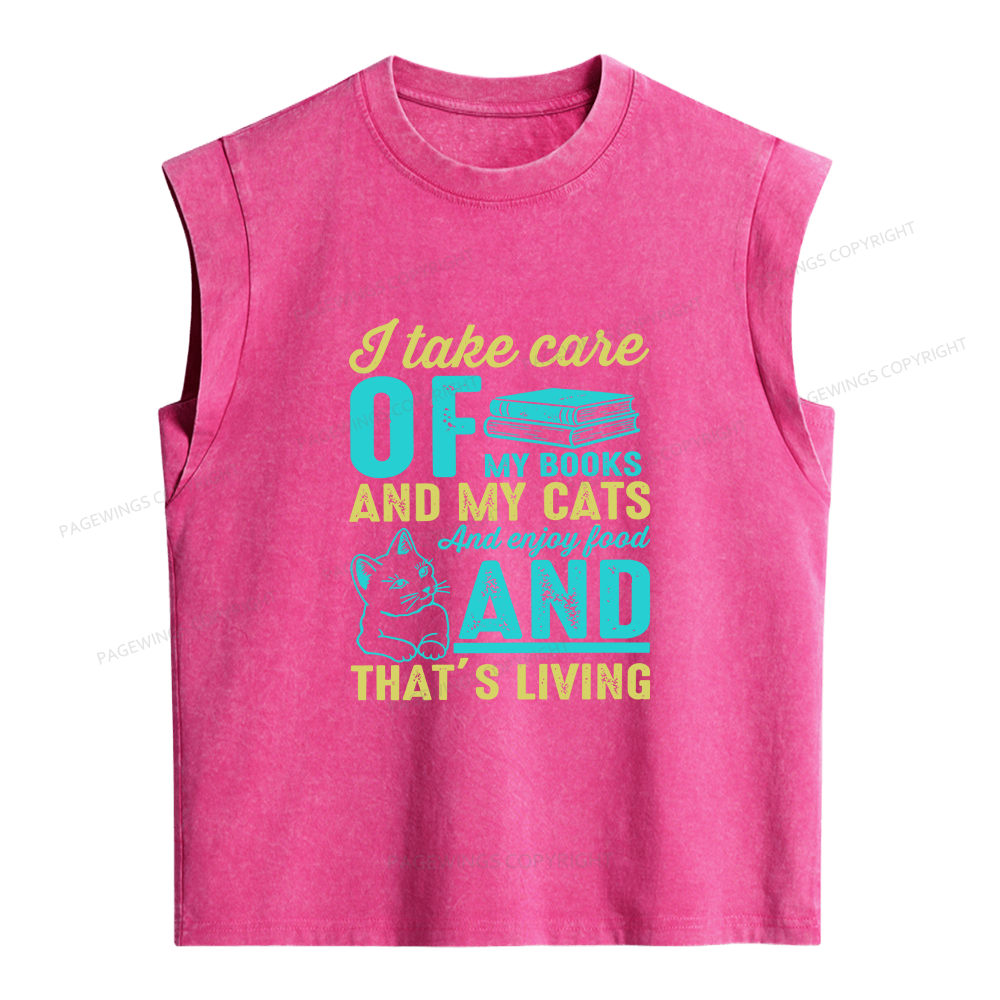 Pagewing I Take Care Of My Books Women's Washed Tank Top