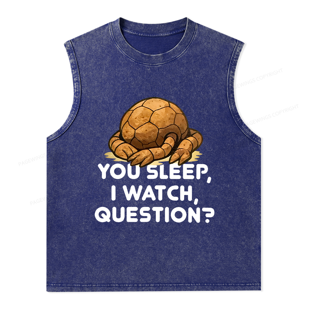 Pagewings You Sleep I Watch Question Unisex Washed Tank Top