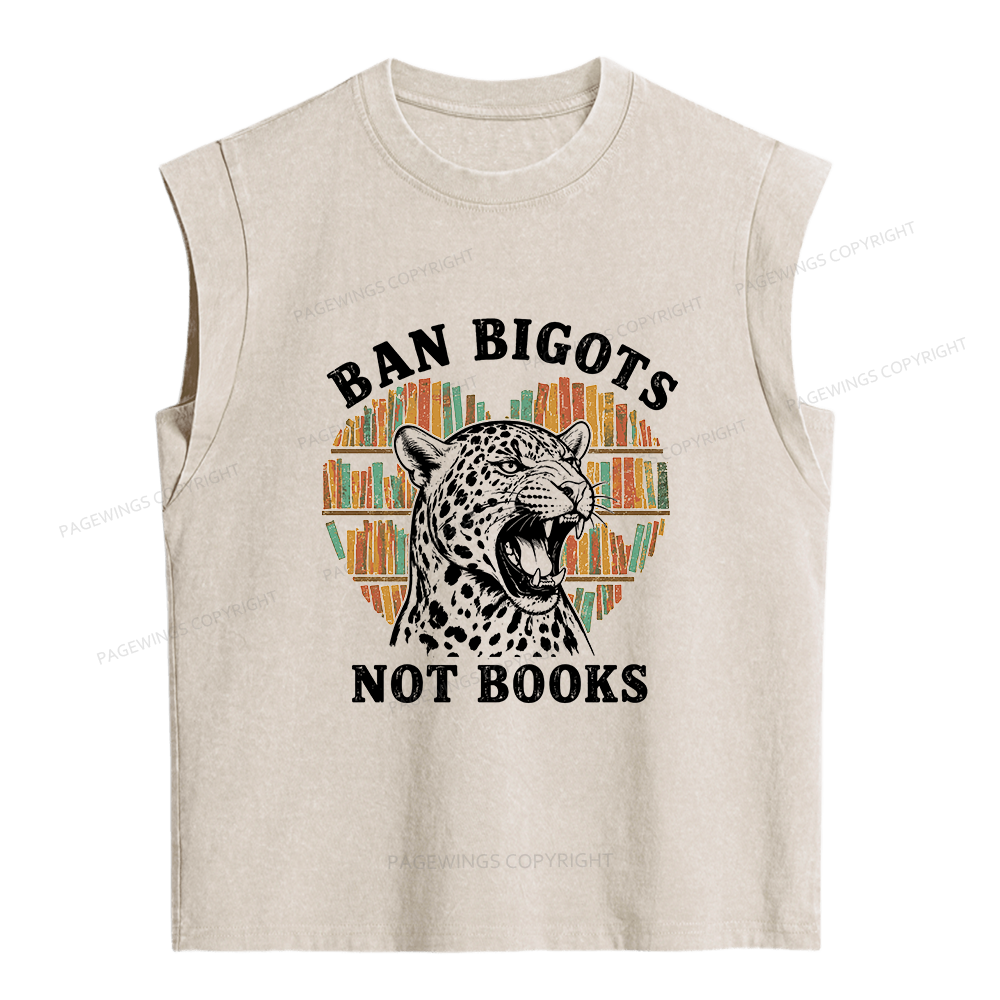 Pagewing Ban Bigots Not Books Women's Washed Tank Top