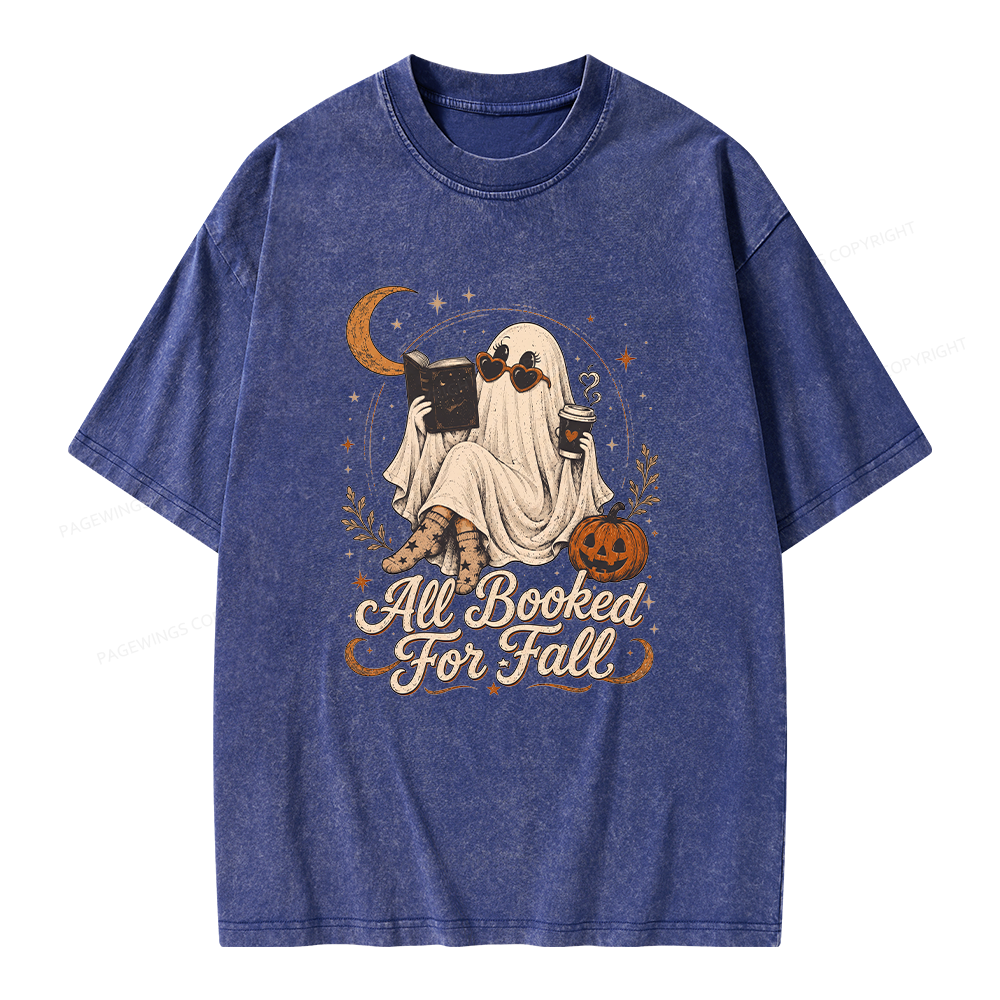 Pagewings Ghost All Booked For Fall Unisex Washed T-shirt