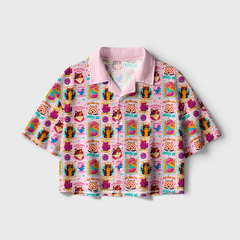 Pagewings Book Nerd Camp Collar Boxy Fit Unisex Crochet Shirt