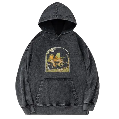 Pagewings Frog And Toad Book Vintage Unisex Washed Hoodie
