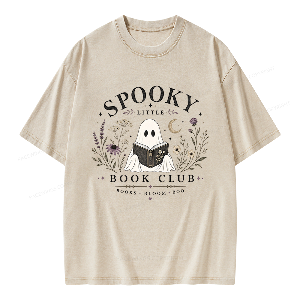 Pagewings Spooky Little Book Club Unisex Washed T-shirt