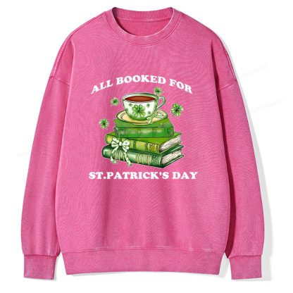 Pagewings All Booked For St. Patrick's Day Washed Sweatshirt