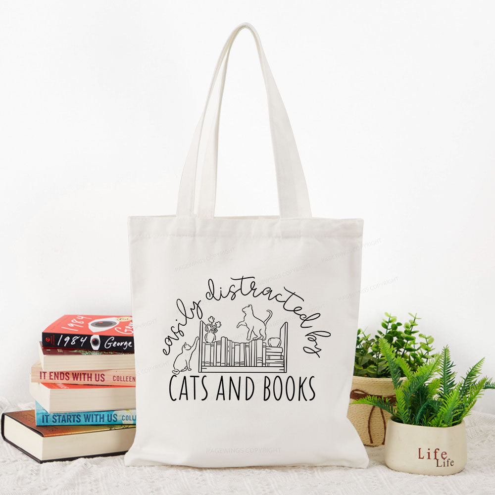 Pagewing Cute Cats And Books Tote Bag