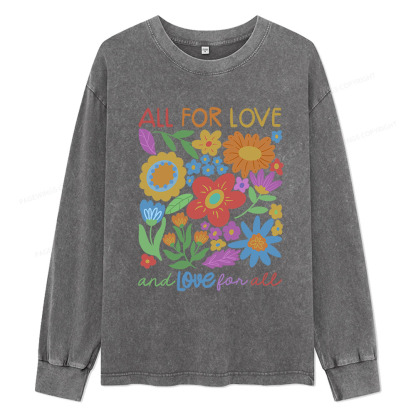 Pagewings All For Love Unisex Washed Long Sleeve T-shirt