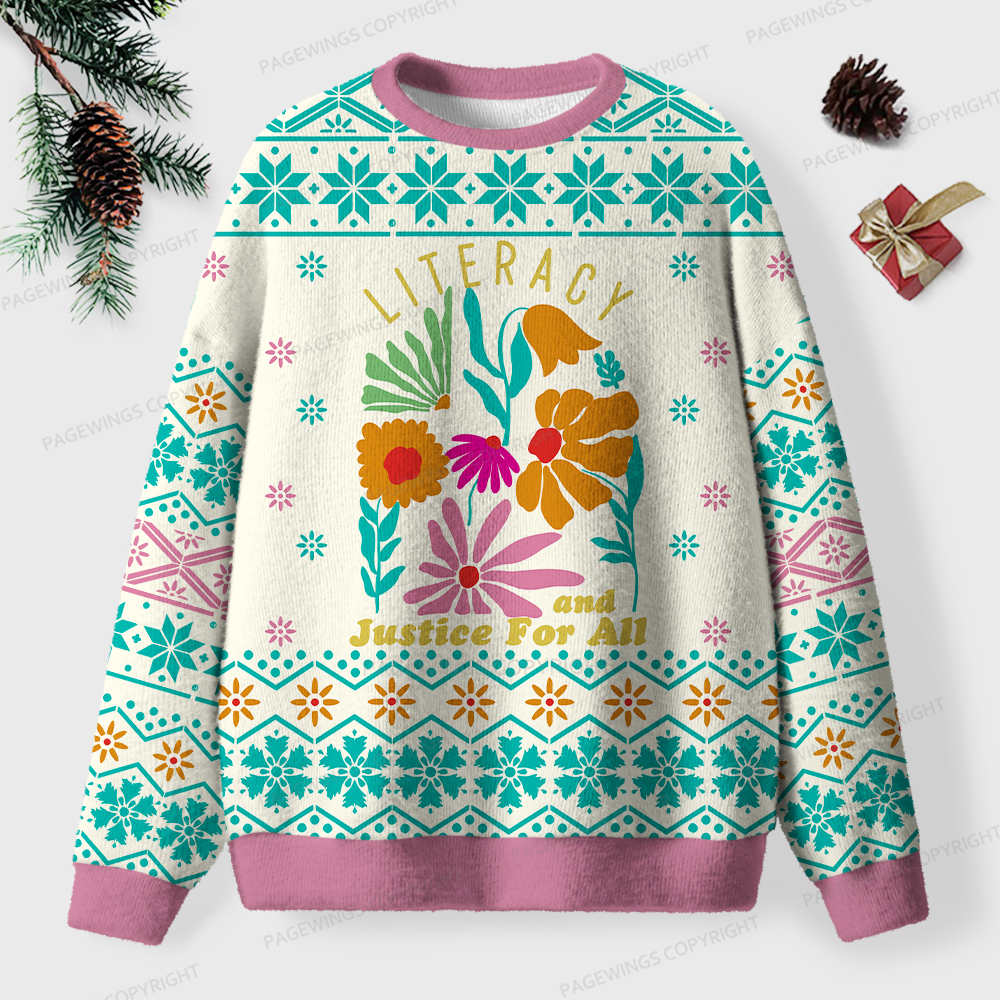 Pagewings Literacy And Justice For All Unisex Ugly Sweatshirt