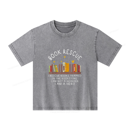 Pagewings Book Rescue Unisex Kids Washed T-shirt
