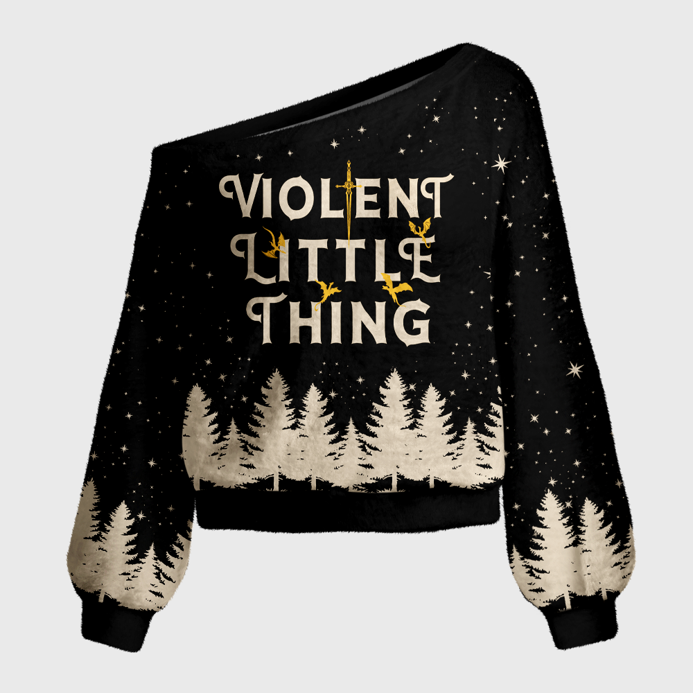 Pagewings Fantasy Book Fan Off Shoulder Ugly Knit Sweater