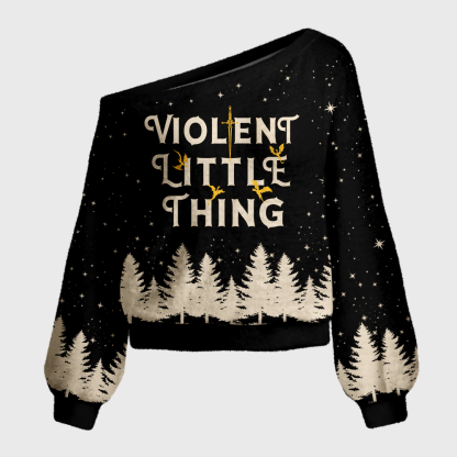 Pagewings Fantasy Book Fan Off Shoulder Ugly Knit Sweater