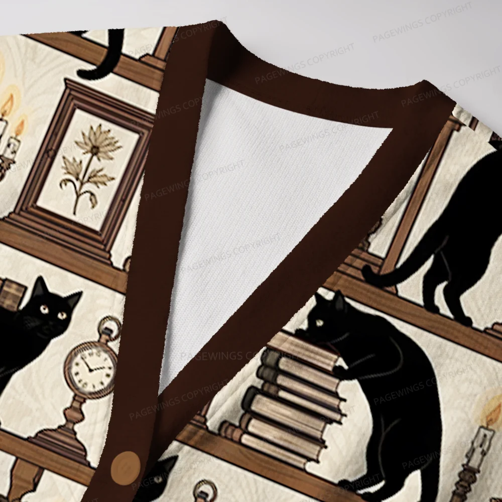 Pagewings Cats And Books Cardigan Unisex Ugly Cardigan Sweaters