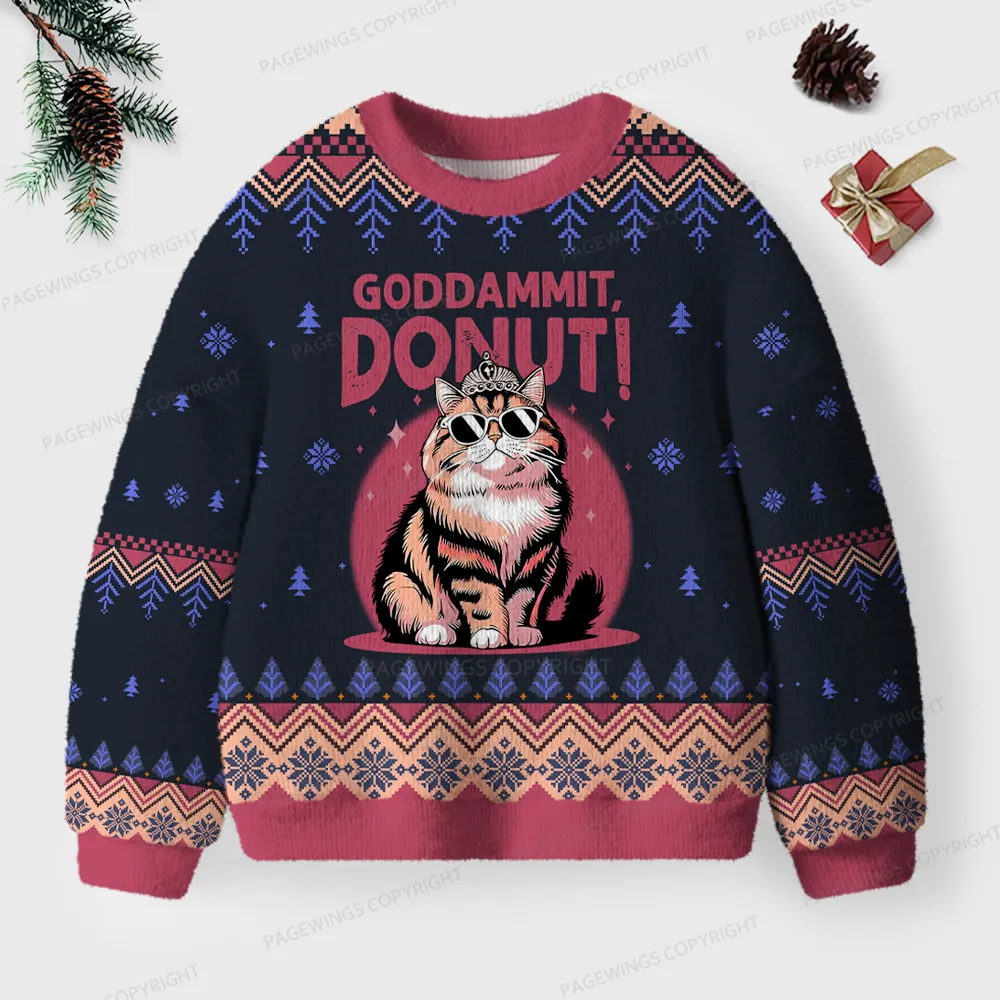 Pagewings Goddammit, Donut Unisex Ugly Knit Sweatshirt