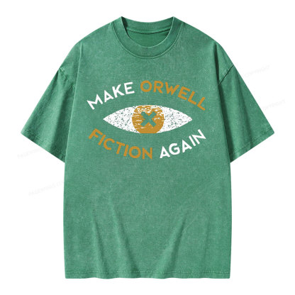 Pagewings Make Orwell Fiction Again - Dystopian Literature Philosophy Unisex Washed T-shirt