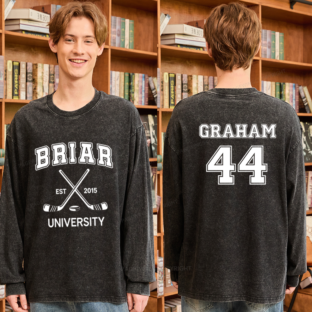 Pagewings Hockey Romance Unisex Washed Long Sleeve T-shirt 