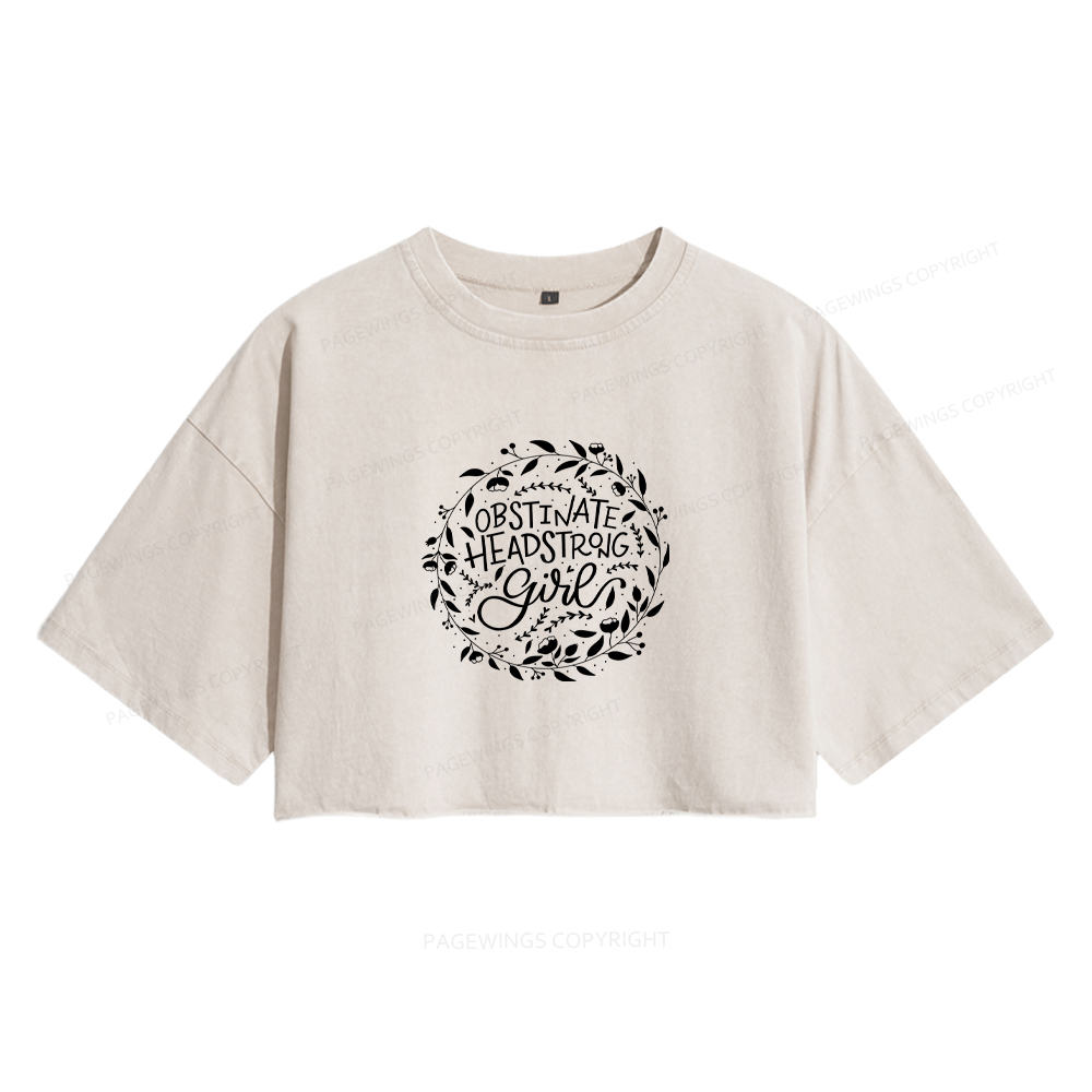 Pagewings Obstinate Women's Washed Cropped T-shirt