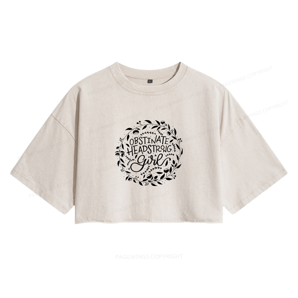 Pagewings Obstinate Women's Washed Cropped T-shirt
