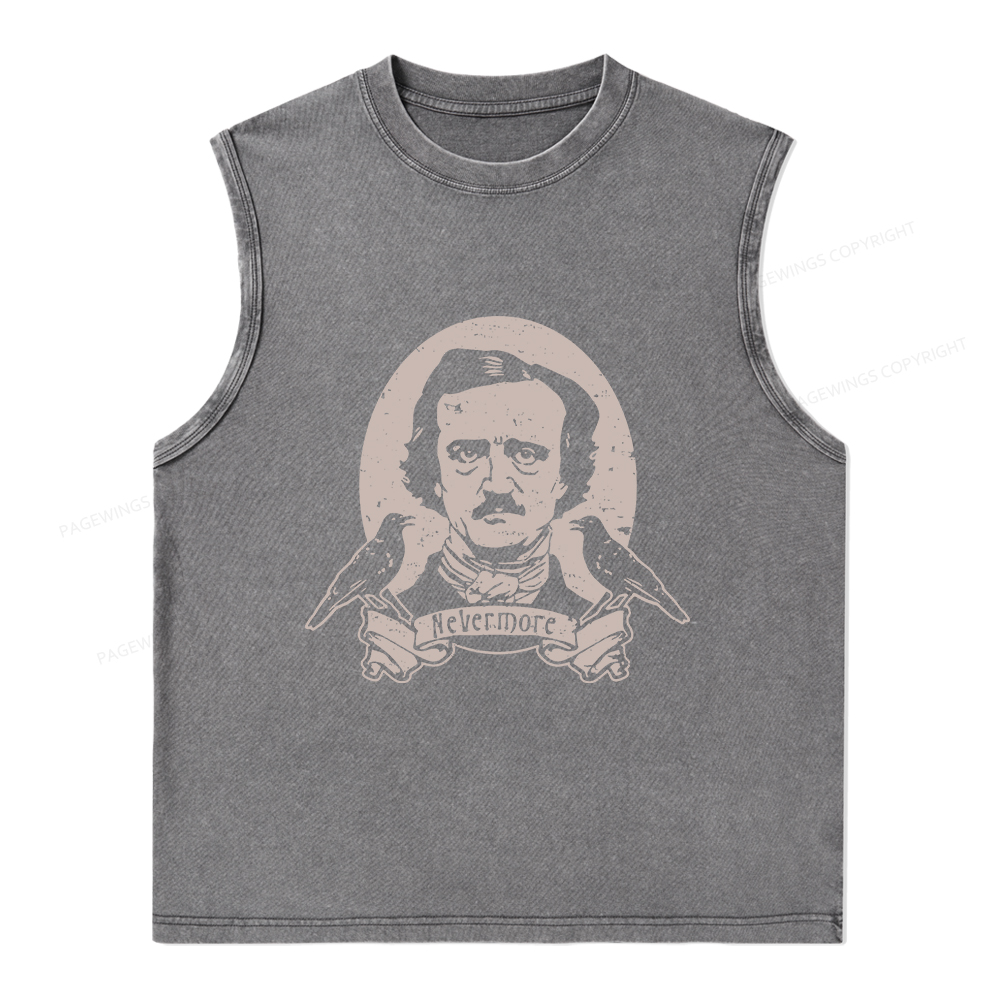 Pagewings Literary Vintage Stephen Allen King HP Lovecraft Book Unisex Washed Tank Top