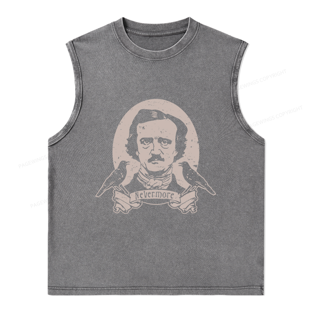 Pagewings Literary Vintage Stephen Allen King HP Lovecraft Book Unisex Washed Tank Top