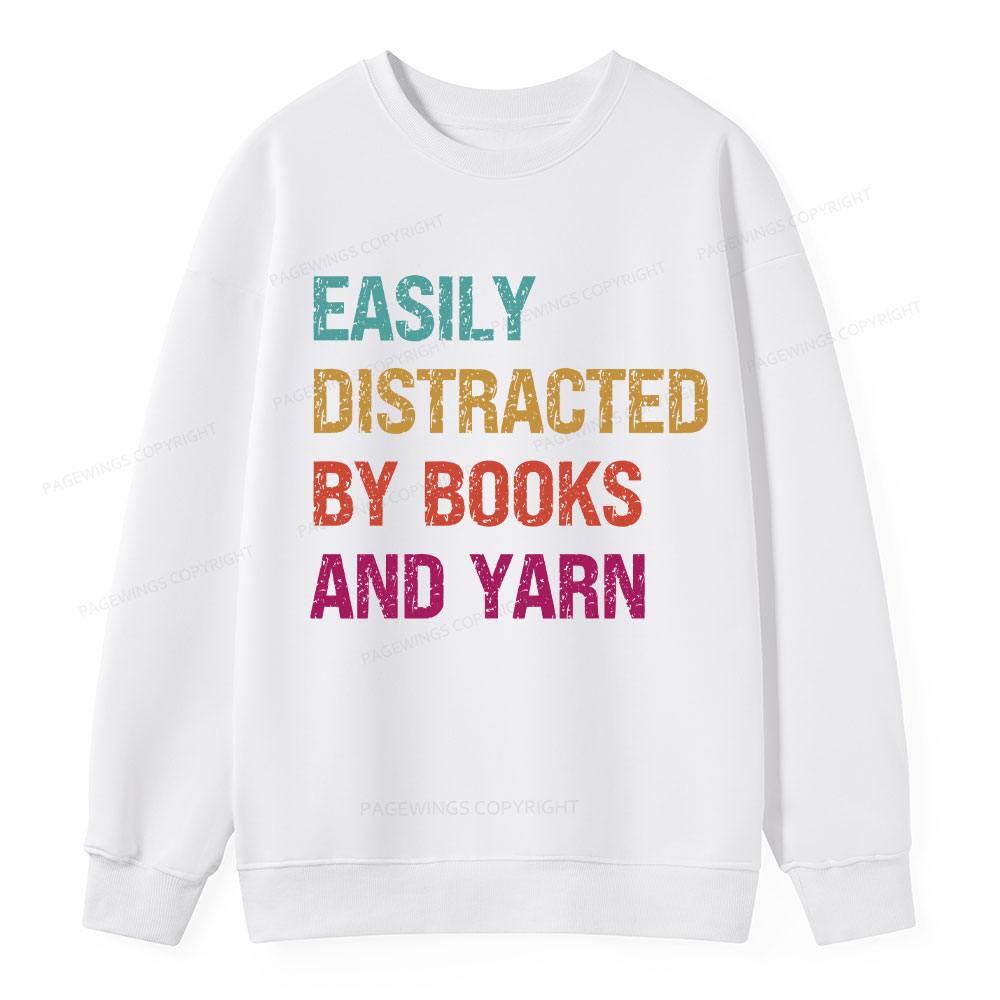 Pagewing Easily Distracted By Books And Yarn Unisex Classic Sweatshirt