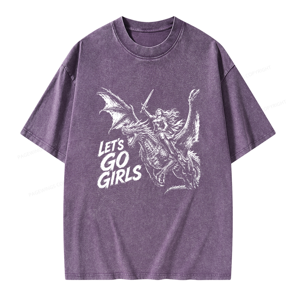 Pagewings Woman Dragon Rider Unisex Washed T-shirt